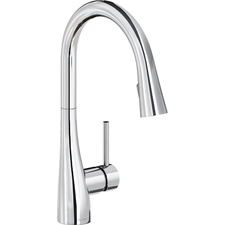 Elkay Gourmet Single Hole Kitchen Faucet with Pull-down Spray and Forward Only Lever Handle Chrome LKGT4083CR